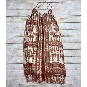 Lucky Brand Boho Paisley Hippie Orange Maxi Dress